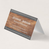 Fancy monogram | Dubbel gelaagd leder | Hout B Visitekaartje (Achterkant)