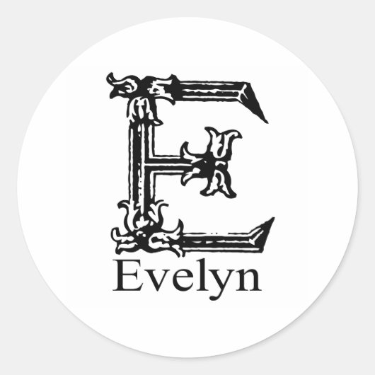 Fancy Monogram: Evelyn Ronde Sticker (Voorkant)