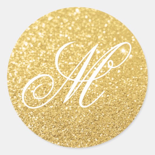 Fancy Monogram Faux Pastel Bokeh Gouden Glitter Ronde Sticker (Voorkant)