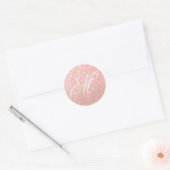 Fancy Monogram Faux Pastel Roos Gold Glitter Ronde Sticker (Envelop)