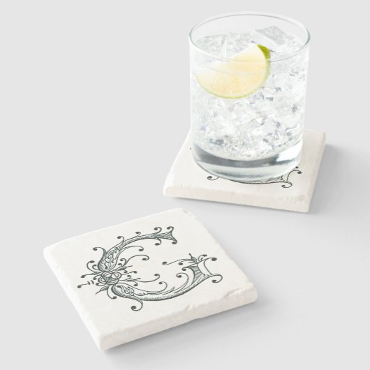  Fancy monogram "G" Stenen Onderzetter (Zijkant)