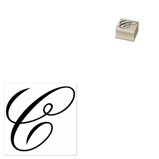 Fancy monogram kalligrafie Letter C Rubberstempel (Gestempeld)