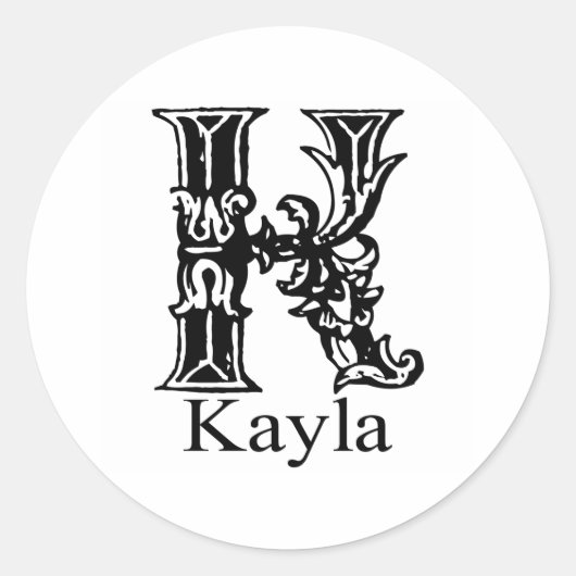 Fancy Monogram: Kayla Ronde Sticker (Voorkant)