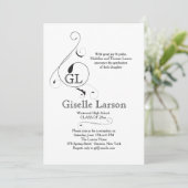 Fancy Monogram (Kies je kleur) Afstudeeruitnodigin Kaart (Staand voorkant)