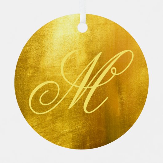 Fancy monogram Kleine Faux Gele Goudolie Metalen Ornament (Voorkant)