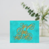 Fancy monogram letter H, kleur aanpassen Briefkaart (Staand voorkant)