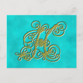 Fancy monogram letter H, kleur aanpassen Briefkaart (Voorkant)