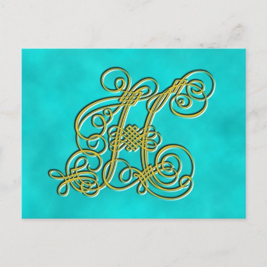Fancy monogram letter H, kleur aanpassen Briefkaart (Voorkant)