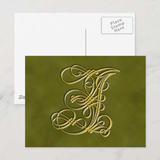 Fancy monogram Letter I, kleur aanpassen Briefkaart (Voorkant / Achterkant)