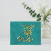 Fancy monogram letter J, kleur aanpassen Briefkaart (Staand voorkant)