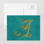 Fancy monogram letter J, kleur aanpassen Briefkaart (Voorkant / Achterkant)
