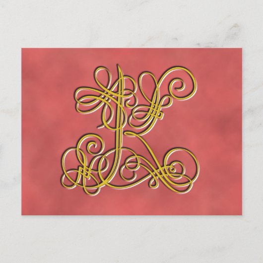 Fancy monogram letter K, kleur aanpassen Briefkaart (Voorkant)