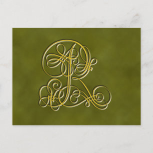 Fancy monogram letter R Briefkaart