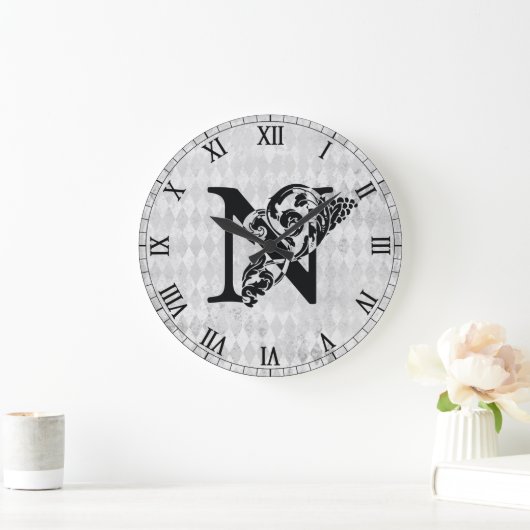 Fancy monogram "N" Acrylwandklok Grote Klok (Huis)