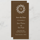 Fancy Monogram Opslaan Datum (chocolade) Save The Date (Voorkant / Achterkant)