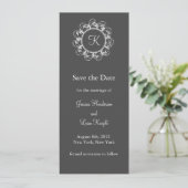 Fancy Monogram Opslaan Datum (grijs) Save The Date (Staand voorkant)