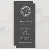 Fancy Monogram Opslaan Datum (grijs) Save The Date (Voorkant / Achterkant)