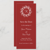 Fancy Monogram Opslaan Datum (rood) Save The Date (Voorkant / Achterkant)
