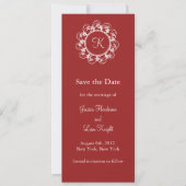 Fancy Monogram Opslaan Datum (rood) Save The Date (Voorkant)