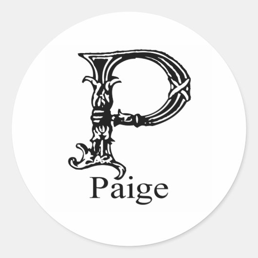 Fancy Monogram: Paige Ronde Sticker (Voorkant)