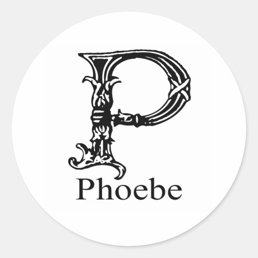 Fancy monogram: Phoebe Ronde Sticker (Voorkant)