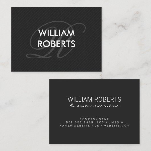 Fancy Monogram Pin Stripe Visitekaartje (Voorkant / Achterkant)