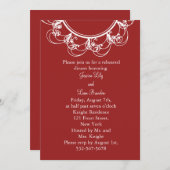 Fancy monogram repetitie binnenuitnodiging (rood) kaart (Voorkant / Achterkant)