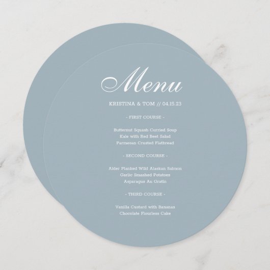 Fancy Monogram Rond Menu Kaart (Voorkant / Achterkant)
