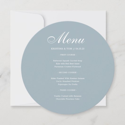 Fancy Monogram Rond Menu Kaart (Voorkant)