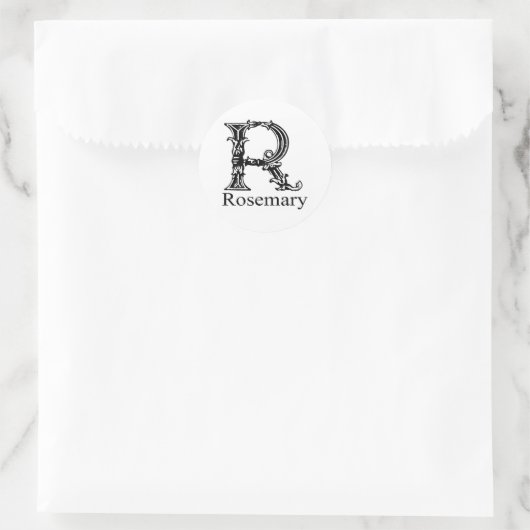 Fancy monogram: rozemarijn ronde sticker (Tas)