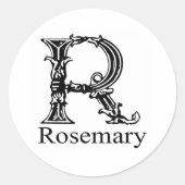Fancy monogram: rozemarijn ronde sticker (Voorkant)