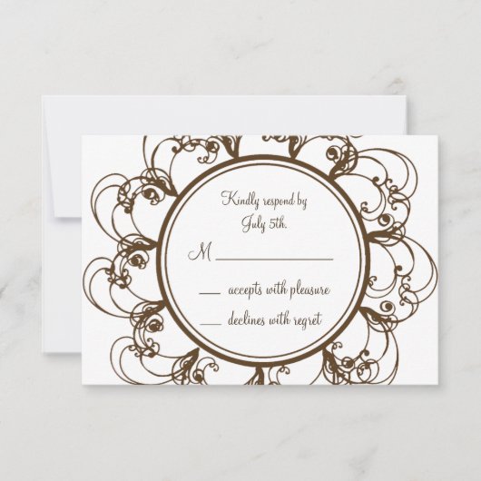 Fancy monogram RSVP (chocolade) Kaartje (Voorkant)