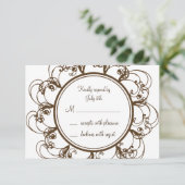 Fancy monogram RSVP (chocolade) Kaartje (Staand voorkant)