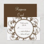 Fancy monogram RSVP (chocolade) Kaartje (Voorkant / Achterkant)