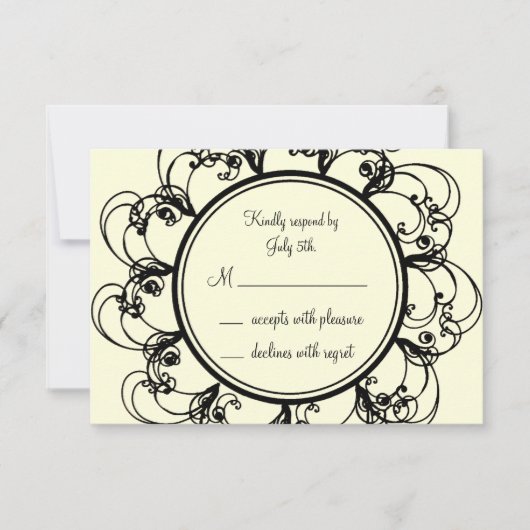 Fancy Monogram RSVP (gebroken wit) (Voorkant)