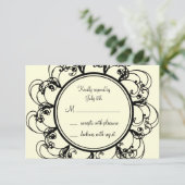 Fancy Monogram RSVP (gebroken wit) (Staand voorkant)