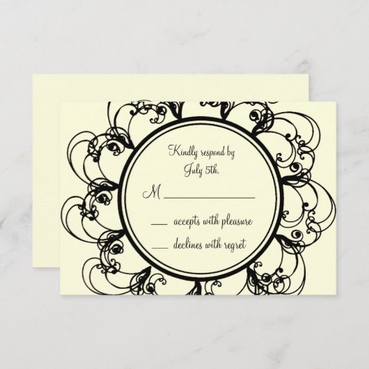 Fancy Monogram RSVP (gebroken wit) (Voorkant / Achterkant)