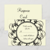 Fancy Monogram RSVP (gebroken wit) Kaartje (Voorkant / Achterkant)