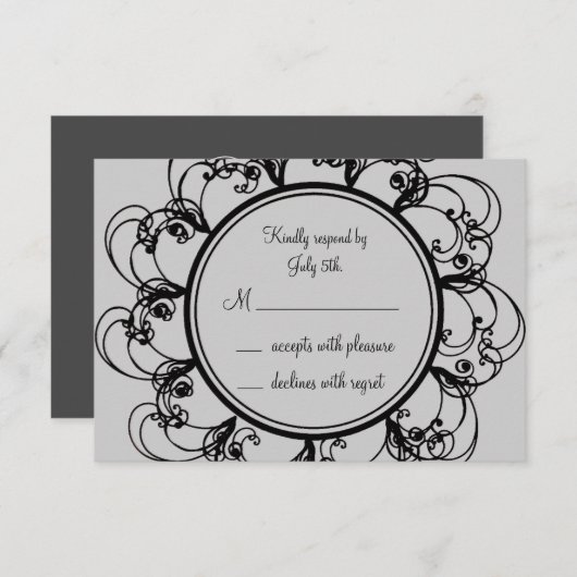 Fancy monogram RSVP (grijs) (Voorkant / Achterkant)