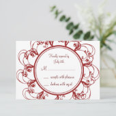Fancy monogram RSVP (rood) (Staand voorkant)