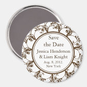 Fancy Monogram Save the Date-magneet chocolade Magneet (Voorkant / Achterkant)
