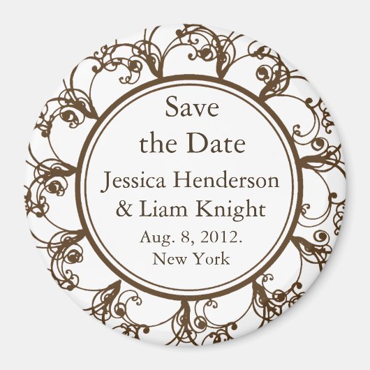 Fancy Monogram Save the Date-magneet chocolade Magneet (Voorkant)