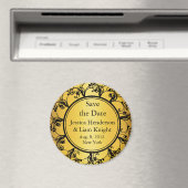 Fancy Monogram Save the Date-magneet goud Magneet (Insitu (Vaatwasser))