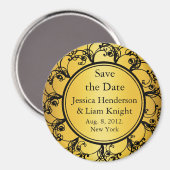 Fancy Monogram Save the Date-magneet goud Magneet (Voorkant / Achterkant)