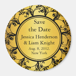 Fancy Monogram Save the Date-magneet goud Magneet