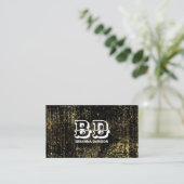 Fancy Monogram Script Gold Grunge Visitekaartje (Staand voorkant)