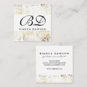 Fancy Monogram Script Goud Grunge Vierkante Visitekaartje (Voorkant / Achterkant)
