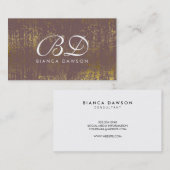Fancy Monogram Script Goud Grunge Visitekaartje (Voorkant / Achterkant)