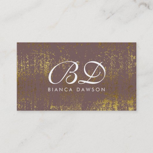 Fancy Monogram Script Goud Grunge Visitekaartje (Voorkant)