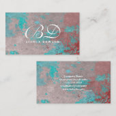 Fancy monogram script | Grunge Rusted Background Visitekaartje (Voorkant / Achterkant)